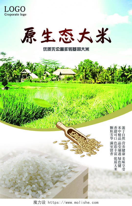 原生态大米农产品简约海报
